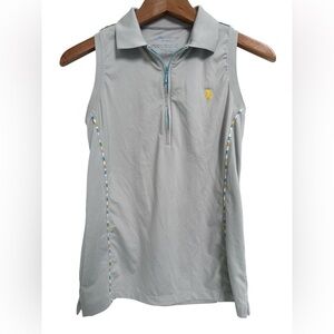 Peter Millar Wicking Sleeveless 1/4 Zip Polo Golf Crown Collared Shirt